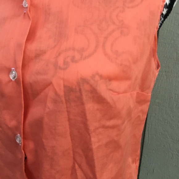 Vintage 80s Land N Sea Lightweight Orange Sleeveless Button Up Shirt S - Picture 6 of 6
